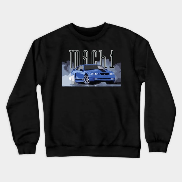 MACH 1 MUSTANG GT SN95 CLASSIC RETRO NEW EDGE AZURE BLUE Crewneck Sweatshirt by cowtown_cowboy